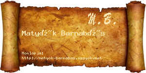 Matyók Barnabás névjegykártya